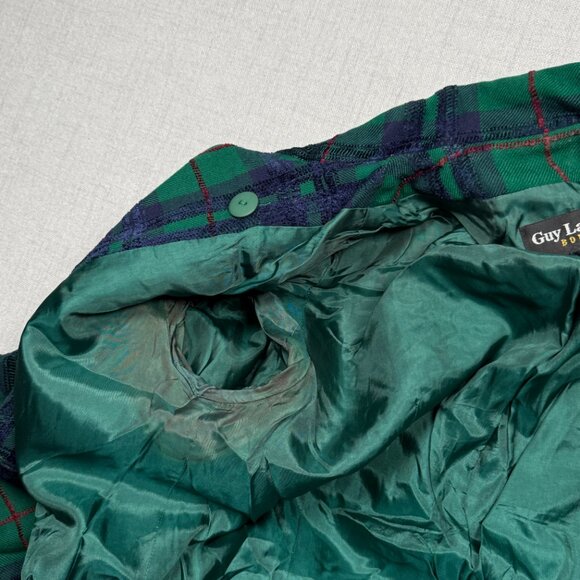 Vintage Guy Laroche Plaid Green Jacket Double Breasted Wool Blend Size 36 - Picture 3 of 12